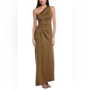 A.L.C. Paige One Shoulder Brown Maxi Dress
